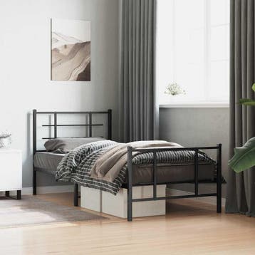 vidaXL Bedframe met hoofd- en voeteneinde metaal zwart, Verzenden