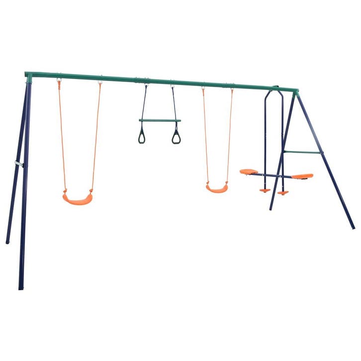 vidaXL Schommelset met turnringen en 4 zitjes staal, Kinderen en Baby's, Speelgoed | Buiten | Speeltoestellen, Nieuw, Verzenden