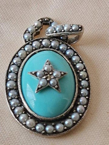 Zonder minimumprijs - Hanger Zilver Turquoise - Parel -