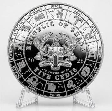 Ghana. 5 Cedis 2026 – Aries – Aquarelle Zodiac Series – 1 oz