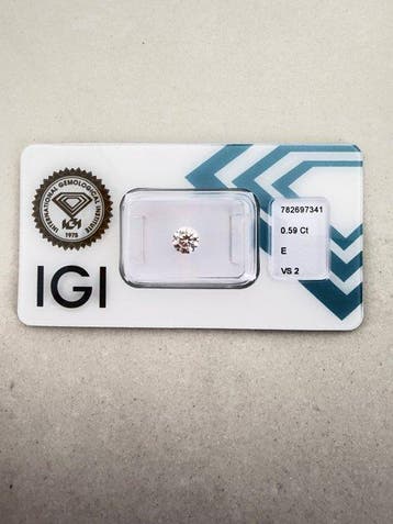 1 pcs Diamant (Naturelle) - 0.59 ct - Rond - E - VS2 -, Bijoux, Sacs & Beauté, Pierres précieuses
