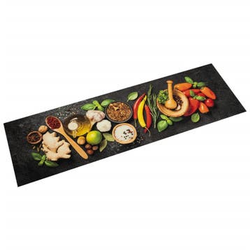 vidaXL Keukenmat wasbaar kruidenprint 45x150 cm fluweel, Verzenden