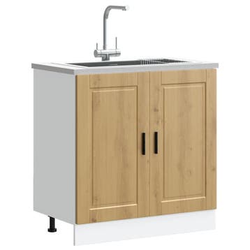 vidaXL Spoelbakonderkast Porto 80x46x81,5 cm hout artisanaal, Huis en Inrichting, Verzenden, Nieuw