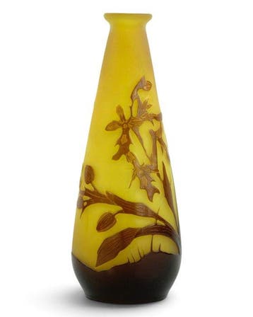 Emile Gallé - Vase - Verre - Original - Décoration florale