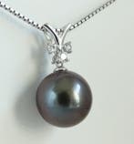 Hanger - 18 karaat Witgoud Parel - Diamant - Aubergine Glow,