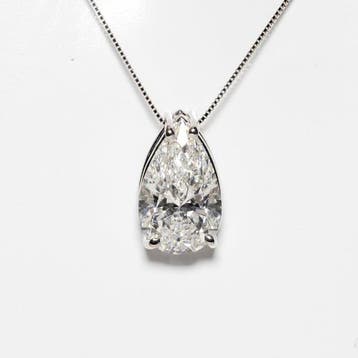 Ketting met hanger - 18 karaat Witgoud - 3.06ct. tw. Diamant