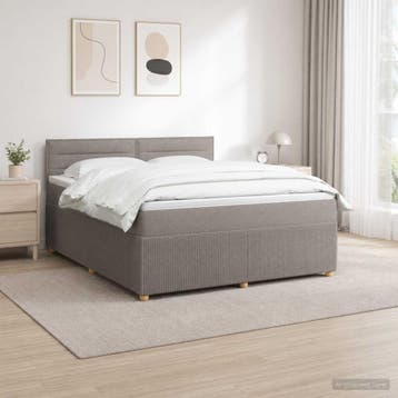 vidaXL Boxspringbed met matras met hoofdeinde Taupe 160 x, Verzenden, Nieuw