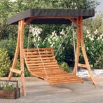 vidaXL Schommelbed met luifel vurenhout met teak afwerking, Verzenden, Nieuw