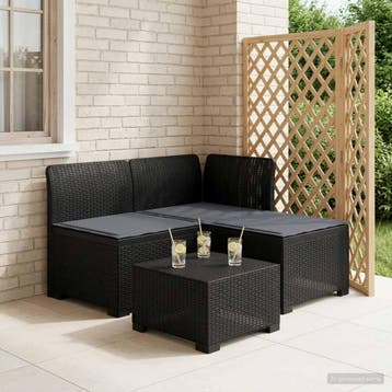 vidaXL 3-Zits Tu bank met Kussens Rattan Look 3-zits PP, Verzenden, Nieuw