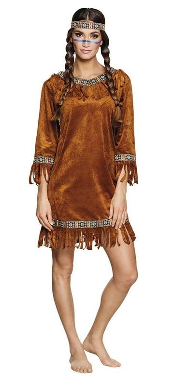 Indianen Jurk Bruin M, Verzenden