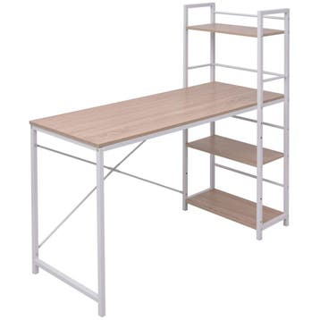 vidaXL Bureau met boekenkast 4-laags eikenkleurig, Verzenden