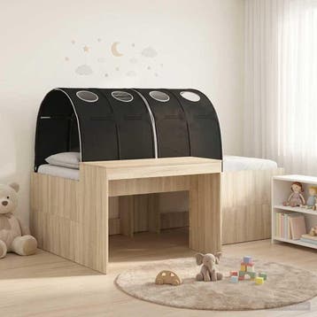 vidaXL Bed met Tunnel 3 st Sonoma Eiken en Zwart Bewerkt, Verzenden