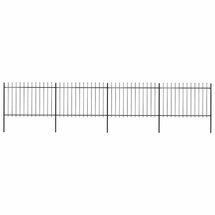 vidaXL Tuinhek met speerpunt staal 714,5x120 cm zwart, Tuin en Terras, Tuinhekken en Hekwerk, Nieuw, Verzenden