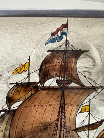 Vitrail - Stained-glass window hanger VOC Galleon -
