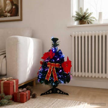 vidaXL Glasvezelkerstboom 64 cm 12 LEDs Meerkleurig PVC, Verzenden, Nieuw