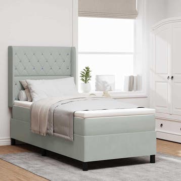 vidaXL Boxspring bed met matras Lichtgrijs 100 x 200 cm, Verzenden