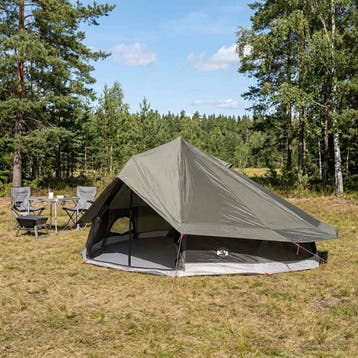 vidaXL Tipi Tent 20-persoons Bruin Grijs Polyester en Staal, Verzenden, Nieuw
