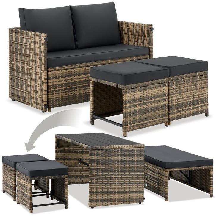 2-in-1 wicker loungeset Monopoli, bank en zitgroep - natuur, Tuin en Terras, Tuinsets en Loungesets, Verzenden