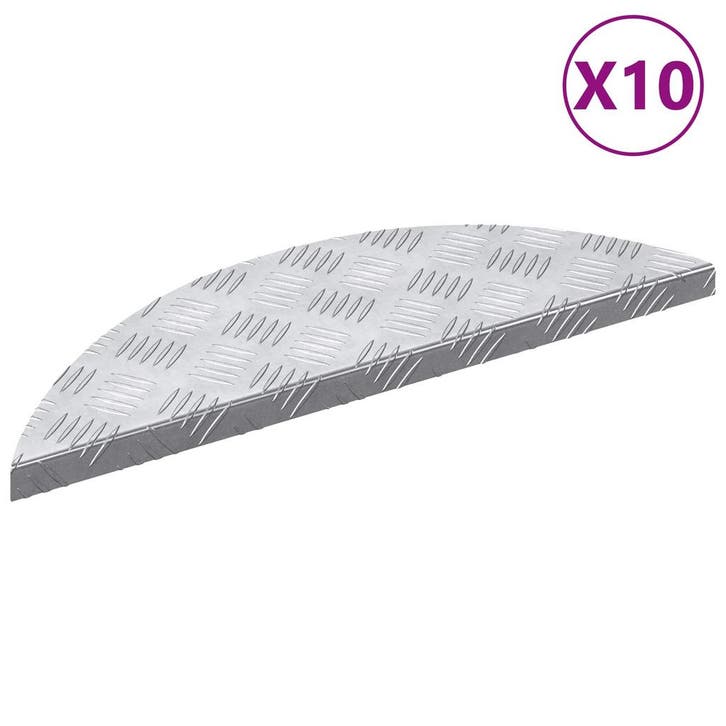 vidaXL Trap Tread 10 pcs Zilver 60 x 18 x 2,5 cm Aluminium, Doe-het-zelf en Bouw, Ladders en Trappen, Nieuw, Verzenden