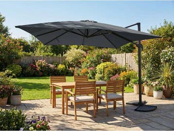 Veiling - Hangende parasol Zwart 300x300 cm, Tuin en Terras, Nieuw