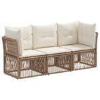 vidaXL Tuinbank Set 3 pcs Beige poly rattan, Verzenden, Nieuw
