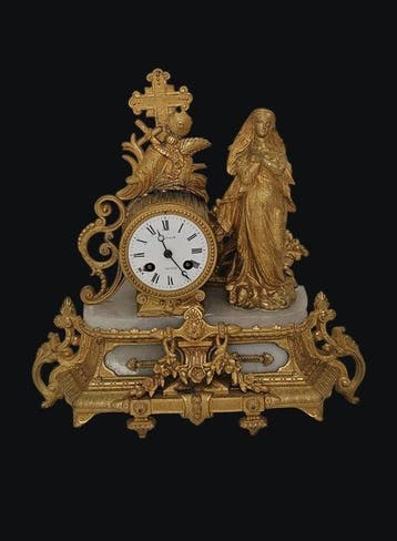 Figurale pendule - Philippe H.Mourey - - Carrara marmer -