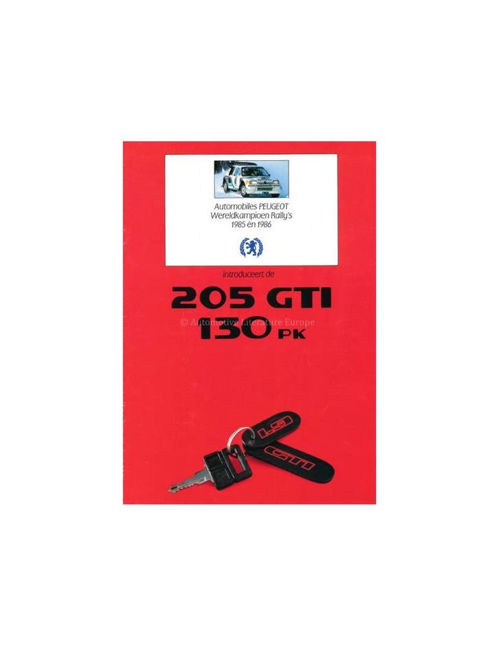 1987 PEUGEOT 205 GTI BROCHURE NEDERLANDS, Livres, Autos | Brochures & Magazines, Enlèvement ou Envoi