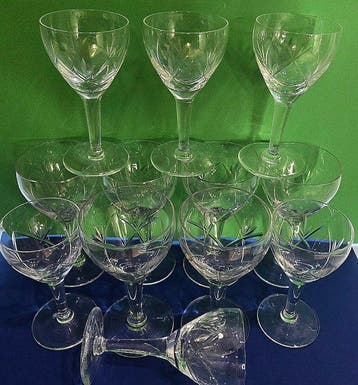 Val Saint Lambert - Verre à vin (12) - cristal taillé