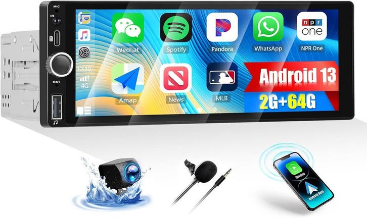 1-DIN Android 13 Autoradio 64GB | Retour Deal Nu!, Auto diversen, Autoradio's, Nieuw, Verzenden