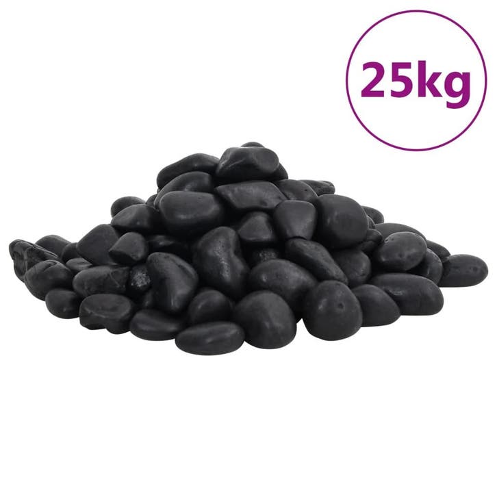 vidaXL Kiezelstenen gepolijst 2-5 cm 25 kg zwart, Animaux & Accessoires, Poissons | Aquariums & Accessoires, Envoi