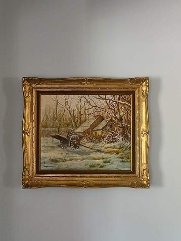 Raymond Quence - Paysage rural enneigé, Antiquités & Art