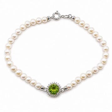 Zonder minimumprijs - Armband Zilver - 0.97ct. tw. Olivijn -, Nieuw