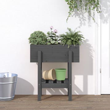 vidaXL Plantenbak 62x30x69 cm massief grenenhout grijs, Verzenden, Nieuw