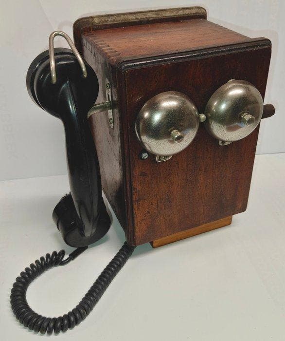 Téléphone analogique - Bois, Bakélite - SNCB Chemin de fer, Antiquités & Art, Art | Objets design