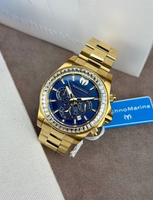TechnoMarine - Manta Chronograph Crystal Gold/Blue, Bijoux, Sacs & Beauté, Montres | Hommes