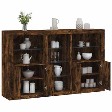 vidaXL Dressoir met LED-verlichting 162x37x100 cm gerookt, Verzenden
