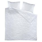 Housse de Couette Blanc 240x260cm 2 Personnes Rayures Satiné, Verzenden