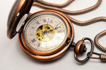 Vintage Skeleton - mechanical pocket watch with chain -