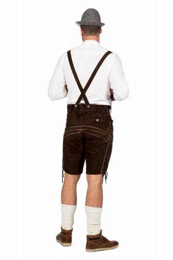 Donkerbruine Lederhose Heren Kort, Verzenden, Nieuw