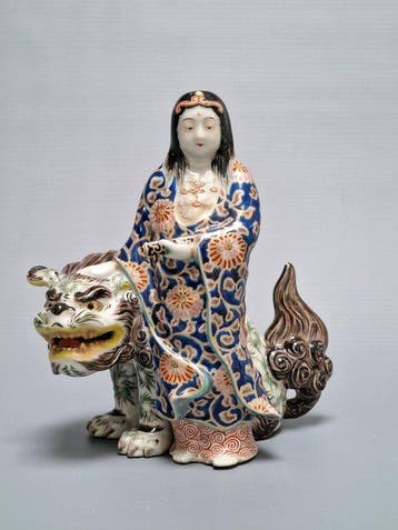 Antique Japanese Kutani Porcelain Figurine – Bodhisattva, Antiek en Kunst