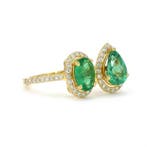 Statement ring - 14 karaat Geel goud - 1.74ct. tw. Smaragd -