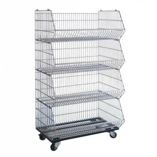 Set van 4 draadmanden 95x77x50cm op wielen gebruikt, Zakelijke goederen, Kantoor en Winkelinrichting | Winkel en Inventaris, Ophalen of Verzenden