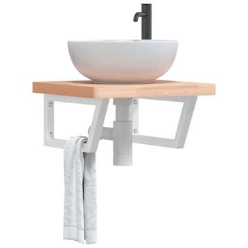 vidaXL Badkamer wandschap staal en massief beukenhout, Huis en Inrichting, Verzenden, Nieuw
