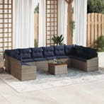 vidaXL Tuinbank Set 11 pcs Grijs en Marineblauw, Tuin en Terras, Verzenden, Nieuw