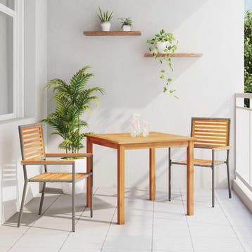 vidaXL Tuin Eettafel Set 3 st Grijs Massief Acacia Hout, Verzenden, Nieuw