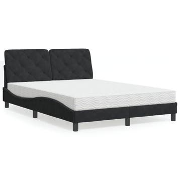 vidaXL Bed met matras fluweel zwart 140x200 cm, Verzenden, Nieuw