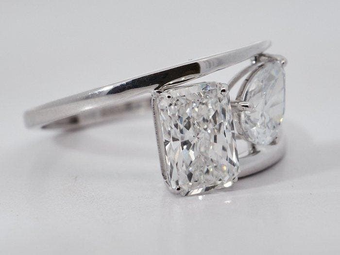 Zonder minimumprijs - Ring - 14 karaat Witgoud - 1.98ct. tw., Bijoux, Sacs & Beauté, Bagues