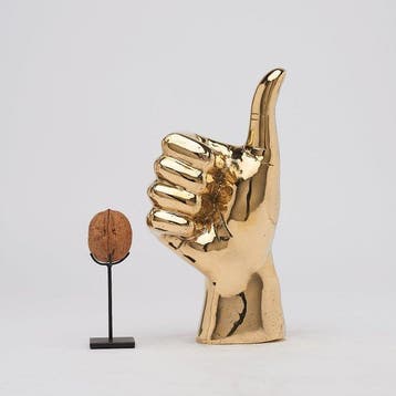 Sculpture, THUMBS UP Hand Signal Sculpture in polished Brass