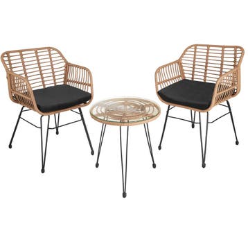 tectake Wicker zitgroep Molfetta 2+1 - natuur, Verzenden, Nieuw