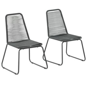 vidaXL Tuinstoelen 2 st poly rattan zwart, Verzenden, Nieuw